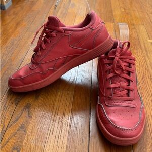 Reebok orange red leather Ortholite memory foam Sneakers, size 7 athletic gym